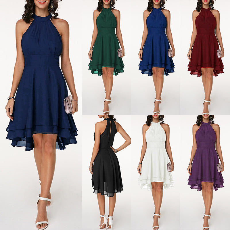 High Waist Sleeveless Chiffon Dress