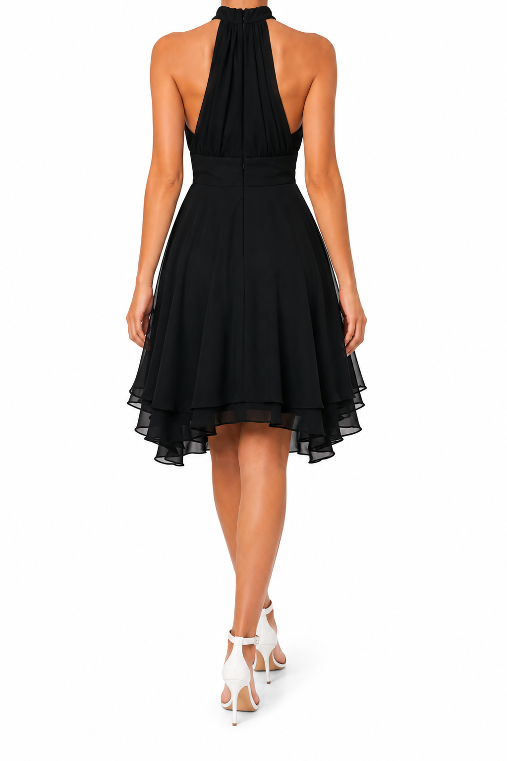 High Waist Sleeveless Chiffon Dress